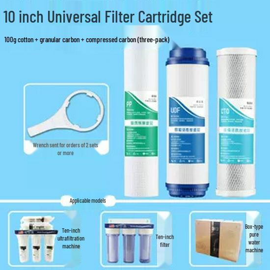 "Universal 10-Inch Water Purifier Filter: 3-Stage PP Cotton, UDF Granular Carbon, CTO Compressed Activated Carbon for Home"