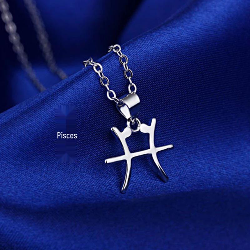 Korean Style Glossy Constellation Pendant Necklace for Women - Simple and Fashionable Clavicle Chain Jewelry.