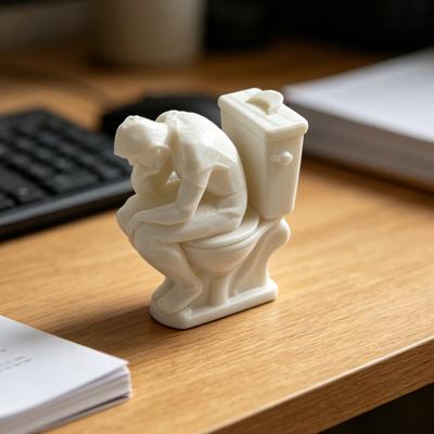 Figurka Myśliciela, Zabawny Mężczyzna na Toalecie Statua Myśląca, Drukowana 3D Nowość Dekoracja Łazienki na Biurko Półkę z Książkami