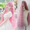 Lolita Pink Wig Super Long Wool Curls Princess Curly Hair Cherry Blossom Pink Fashionable and Versatile Synthetic Headband Wig