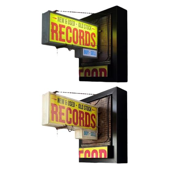 Record Store Wall Light Retro Wall Mounted Decorative Light Nostalgic Record Store Ornament Music-Themed Gift for Music Lovers Record Collectors