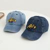 Cute Embroidery Excavator Kids Baseball Cap Adjustable Cotton Washed Vintage Cowboy Hat for Boys Girls Age 2-8