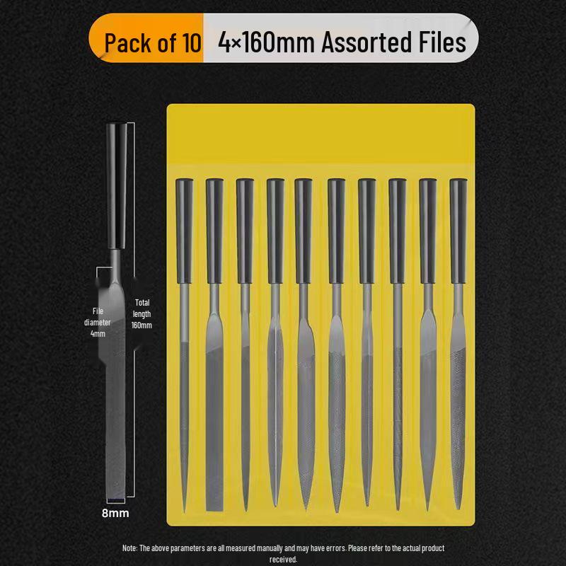 Mini Assorted Steel File Set: Triangular & Flat Files for Metal & Wood Grinding