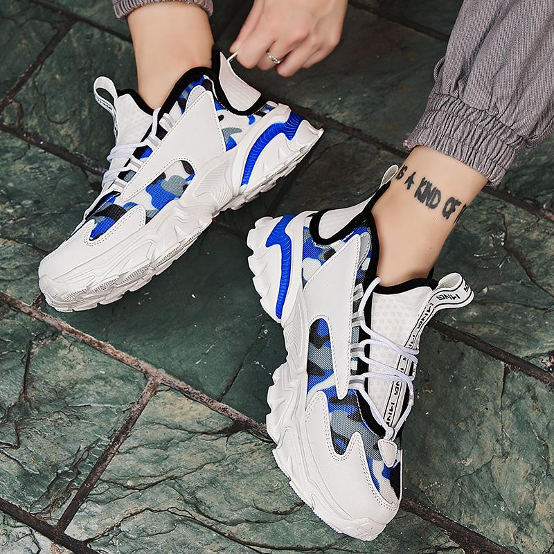 Fashion 2025 Fashion Men Platform Sneakers Breathable Comfortable Sport Shoes Chunky Knitting Mesh Sneakers Casual Shoes White Sneakers