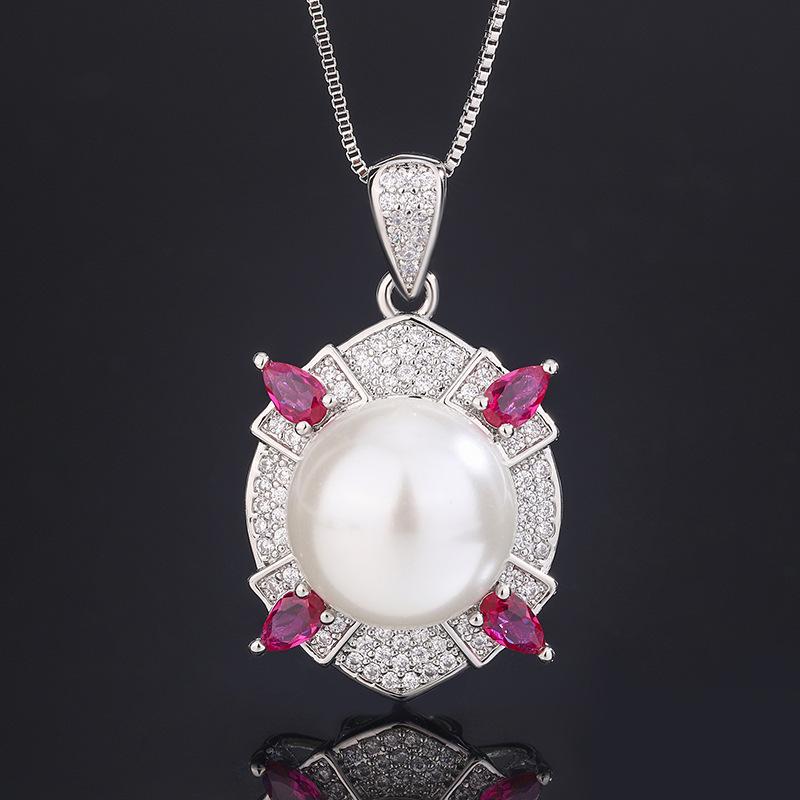 Jewelry Copper Bottom Gold-Plated Inlaid Fritillary Pearl Pearl Set Female 14Mm