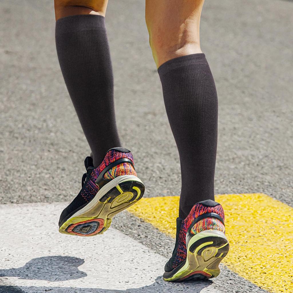 YUEDGE Compression Running and Sports Sizes 5 Pairs Men's Socks, High-Knee Socks, Gray, Socks, 25-27cm,