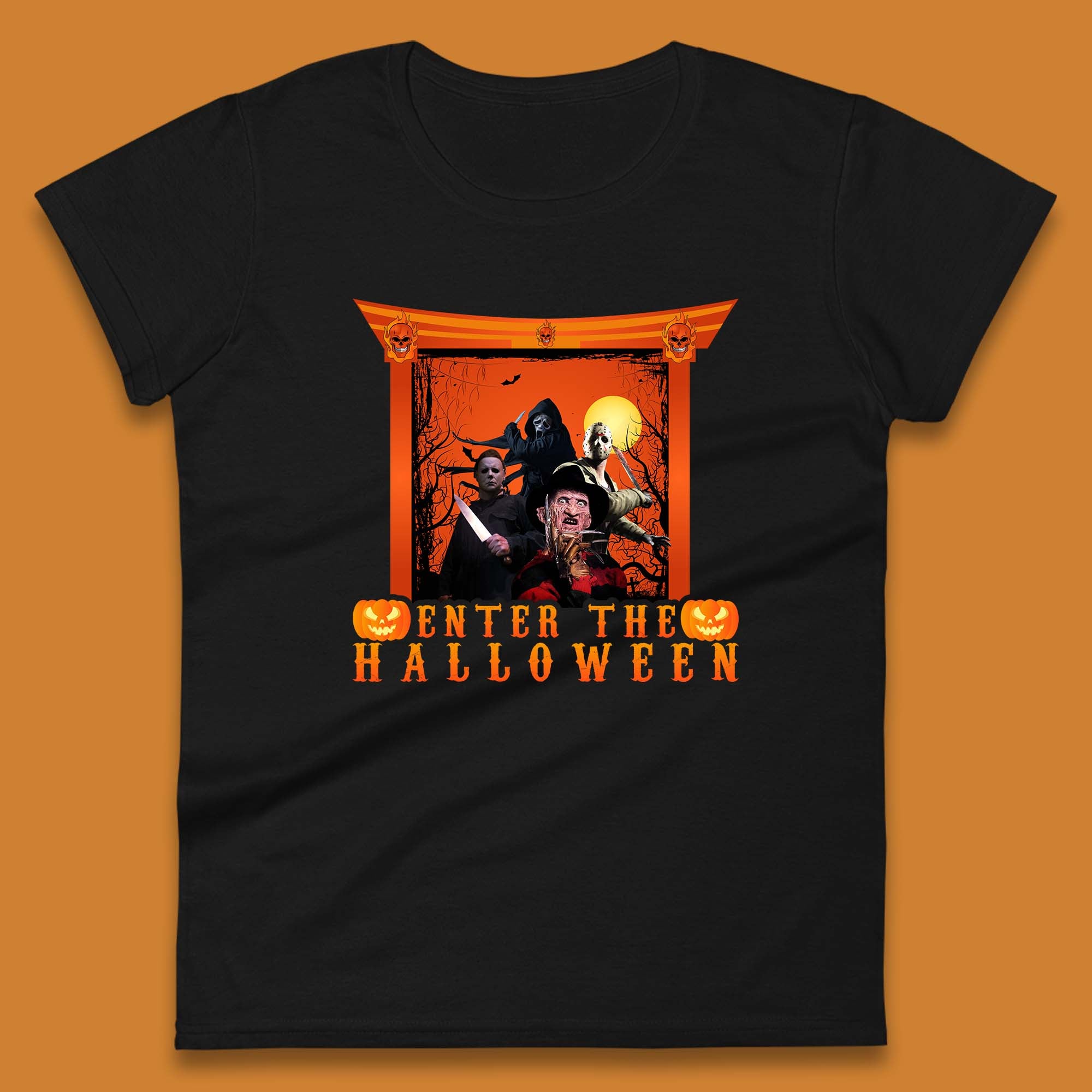 

Enter The Halloween Horror Movie Characters Friends Halloween Villians Serial Killers Womens Tee T Shirt Mens Tops Unisex Top 4XL