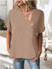 Women's Fashion Solid Color Top Twist Button Spring Summer European American Style