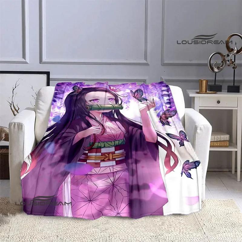 Demon Slayer Cartoon Deka s potiskem Dětské Teplé deky Flanel Měkká a pohodlná podšívka do postele Dárek k narozeninám