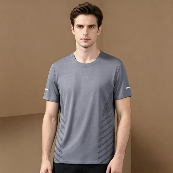 Herr Snabbttorkande T-shirt Andningsbar Atletisk Sommar T-shirt Lös Passform Nät T-shirt för Löpning Gym Fitness Träning Utomhuspass