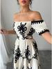 2026 Ethnic Style One-Shoulder Floral Pullover Long Dress for Women - Spring Collection