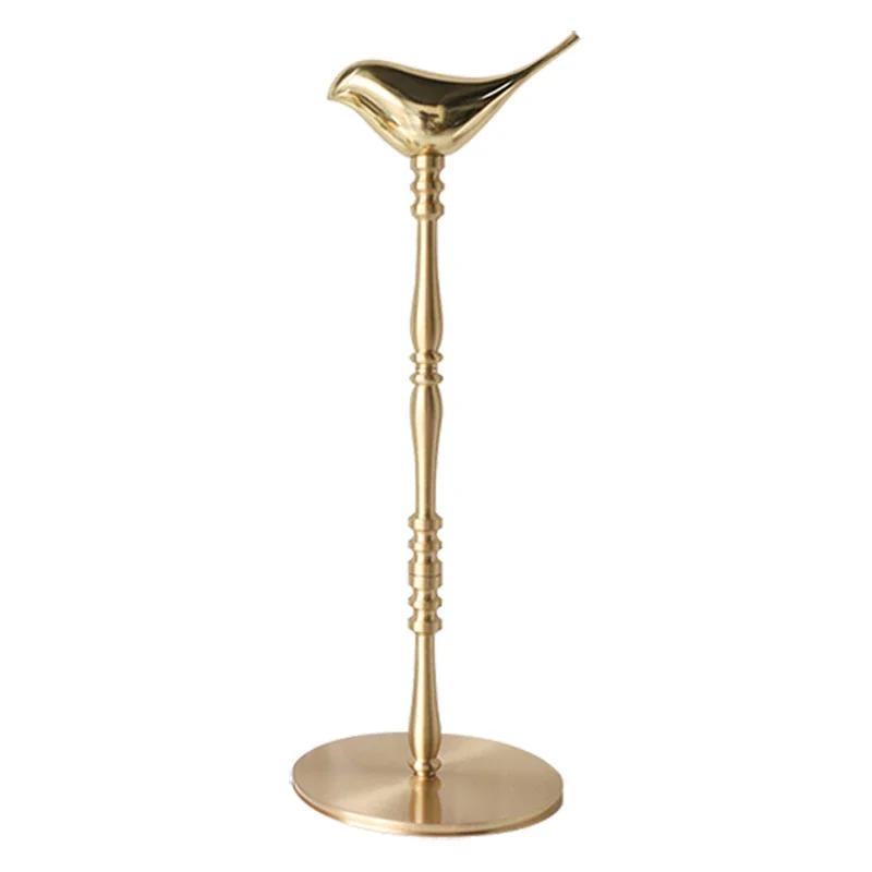 Nordischer Goldvogel Papierhalter Freistehend Massives Messing mit Marmorbasis Küchen-Taschentuchständer Tischplatten-Organizer