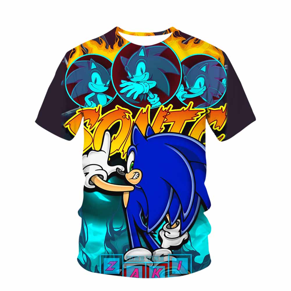 Cute Sonic Girl Cartoon T-Shirt Children's Short Sleeve Summer Casual T-Shirt Boys Sports Shirt Quick Drying Tops Tee