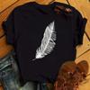 Fashion Women T Shirt Funny Butterfly Feather Print Tshirt T Shirt Summer Short Sleeve Tops Tee Female Feather T-shirts