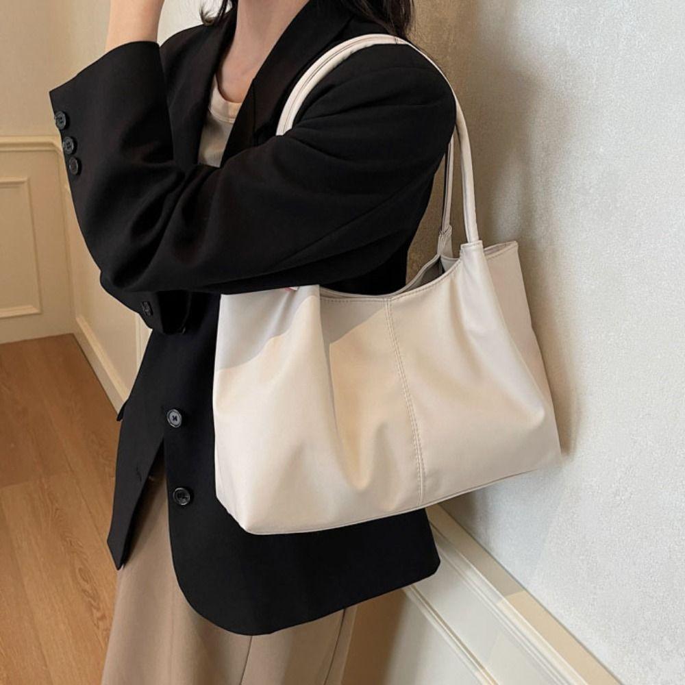 Large Capacity Underarm bag Casual Solid Tote Bag Ins PU Leather Shoulder Bag Vacation