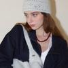 Slowslowly Lily Fur Handmade Crochet Short Beanie _ Gray