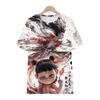 3D Printed Anime Nezha T-Shirt Boys' Summer Crew Neck Short Sleeve Comfortable Loose Top