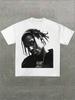 Retro ASAP Rocky Zöpfe Graustufen Nahaufnahme Porträt Druck Grafik T-Shirt Lässiger Druck Bequem Und