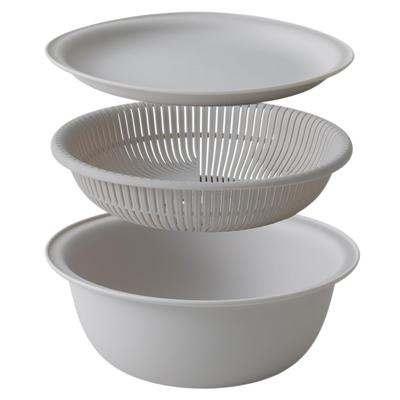 Marna 21cm Colander Bowl (MicrowaveHeat-ResistantStackable) with Tray, Colander and Bowl Set, Heat-Resistant Bowl, Dishwasher-Safe, Gray, K809GY
