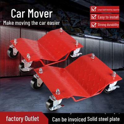 Car Mover, Object Trailer with Universal Wheels and Hydraulic Tool.