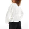 2024 Women's Summer Ruched Drop Shoulder Long Sleeve Shirt