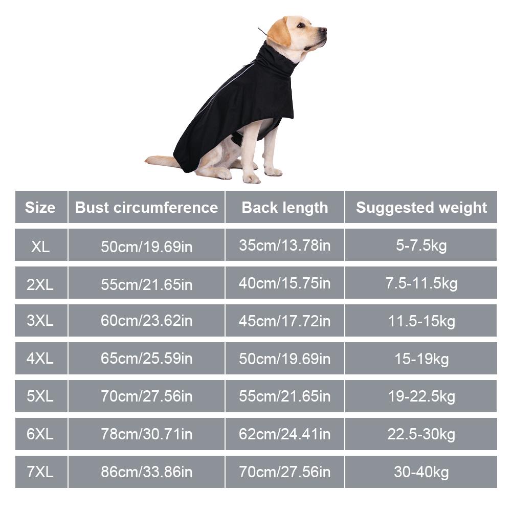 XL-7XL Waterproof Pet Dog Clothes Raincoats With Reflective Strip Dogs Rain Coat Outdoor Jackets Pet Supplies