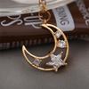 17KM Cute Gift Crystal Planet Moon Pendent Necklace for Women Fashion Gold Rhinestone Star Cross Necklaces Gift Wedding Jewelry