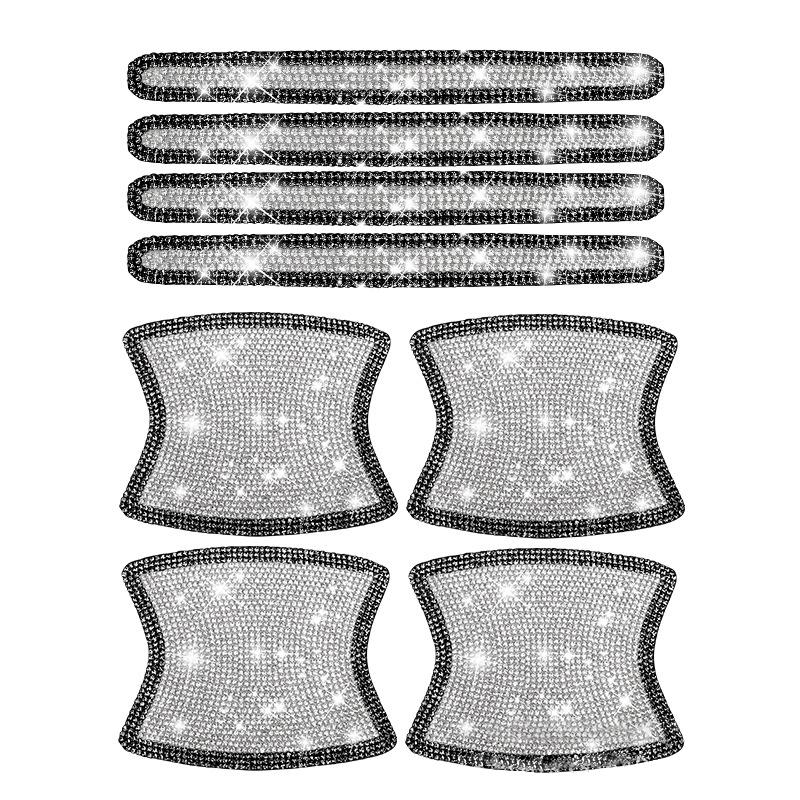Autocollants de poignée de porte de voiture en strass, autocollants de protection de poignée de porte à paillettes en cristal, autocollants de sécurité anti-rayures réfléchissants pour voiture