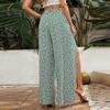 Fashion Women's Printed Casual  Wide Leg Pants Straight Leg Pants Slit Pants