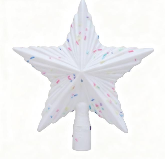 Weihnachtsbaum aus Kunststoff, 5-Punkt-Stern Ornament in Rosa & Weiß für festliche Heimdekoration, Leichtgewicht 20,5 x 19,5 cm