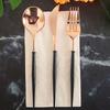 24Pcs/Pack Rose Gold Knives Forks Spoons Set Tableware Colorful Gilt Plastic Food Grade Disposable For Birthday Party Cake Fruit Desserts Dinner