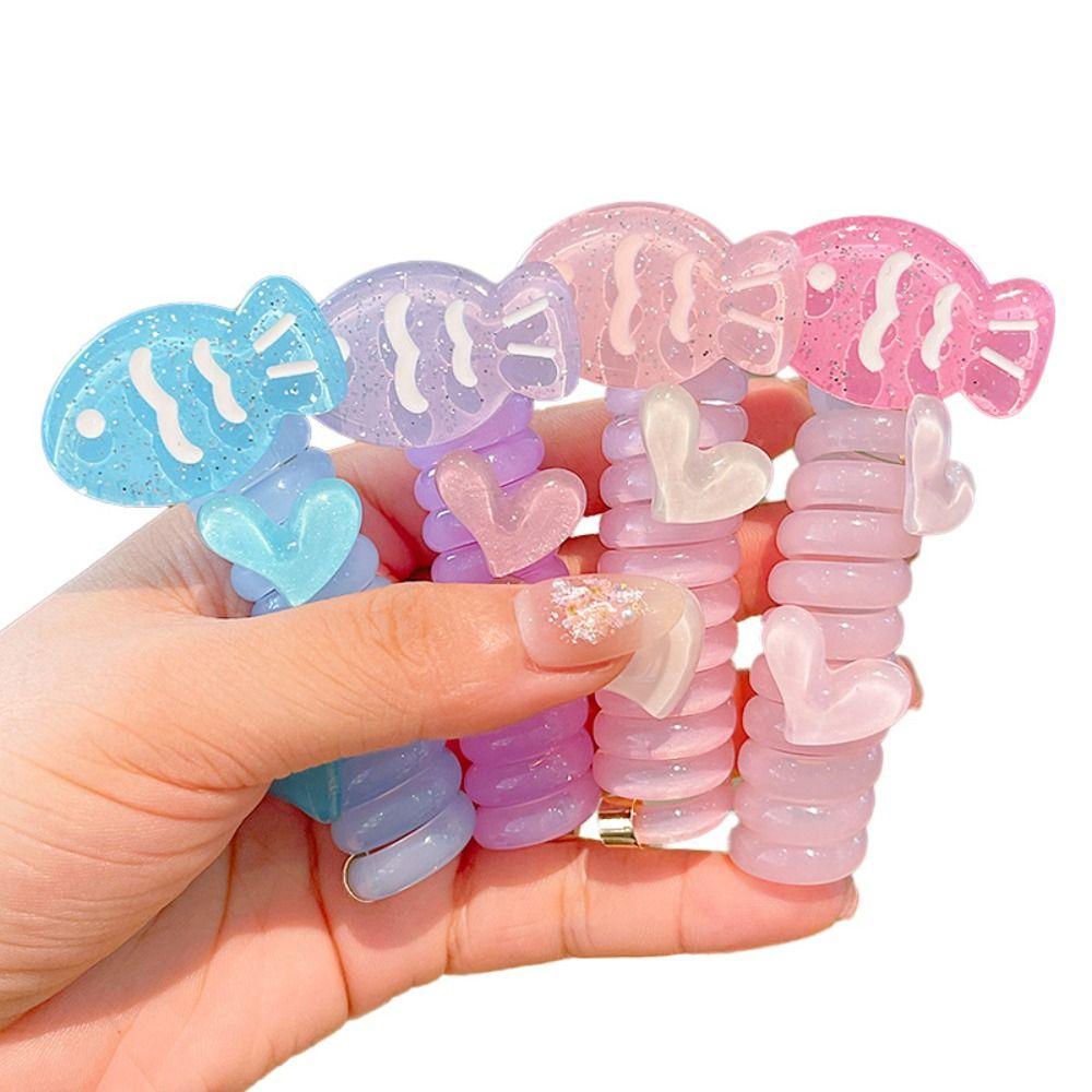 Hair Band Spiral Coil Rubber Band High Elastic Telephone Line Hair Rope  Girls