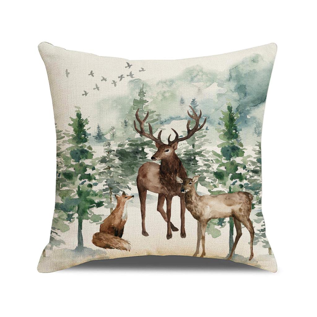 New Christmas Pillow Cover Pine Cone Candlestick Print Pillow Cover Bedroom Cushion Cover Living Room Sofa Pillow