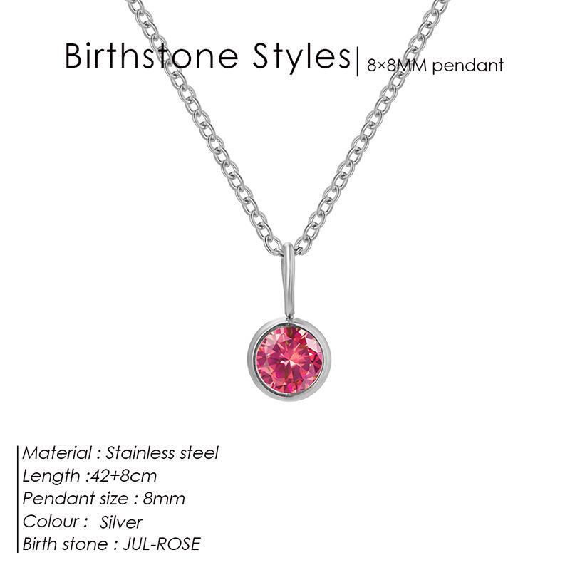 European & American Luxury Colorful Rhinestone Pendant Necklace - December Birthstone Stainless Steel Jewelry