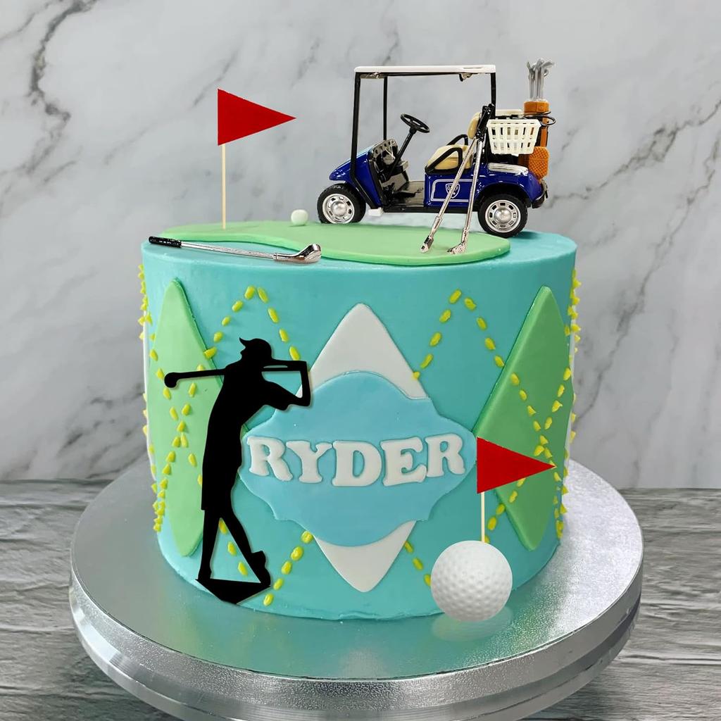 Decorazioni per Torta da Golf Direzione Torta Blu Topper da Torta Giocatori di Golf con Carrello Bandierina Pallina da Golf Sport Tema Golf Festa Fornitura