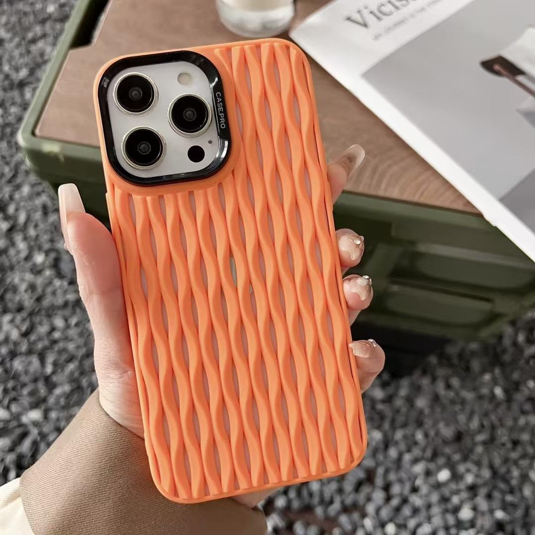 

Applicable To IPhone16 Cooling and Breathable Mobile Phone Case Apple 15 Simple Small Fragrance Style 14 ProMax Anti Fall Protection Case Q7136QQ-iPhone12proMax