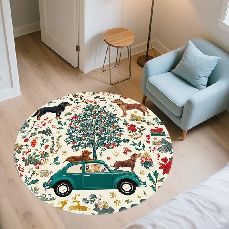 Cartoon Rabbits Pattern Round rug,Carpet Rug for Living Room Bedroom Playroom ,Non-slip Floor Mat,Holiday Gifts and Birthday Gifts.