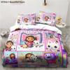 Gabby's Dollhouse 3D Bedding Set Cartoon Duvet Cover Pillowcases Quilt Cover For Girls Home Decor Gift Twin King Queen Polyester