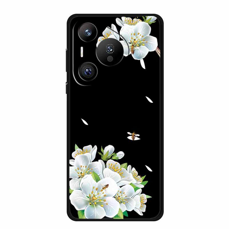 Black Silicone Case For Huawei Pura 70 Pro Case Cartoon Cat Soft Back Cover For Honor 400 Pro 5G Phone Case 400Pro Coque Funda