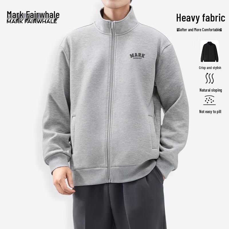 

Mark Fairwhale Men s 300g Heavyweight Breathable Loose Fit Stand-Collar Cardigan Hoodie 2XL