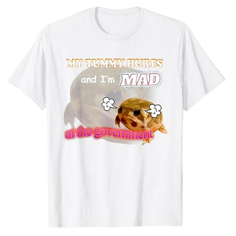 Mein Bauch tut weh und ich bin SAUER auf die Regierung Meme T-Shirt Humor Lustig Grumpy Frog IBS, Gastroösophagealer Reflux Grafik T-Shirt Tops