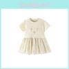 Vestito estivo da bambina in cotone stile principessa con rete traspirante per bambine piccole