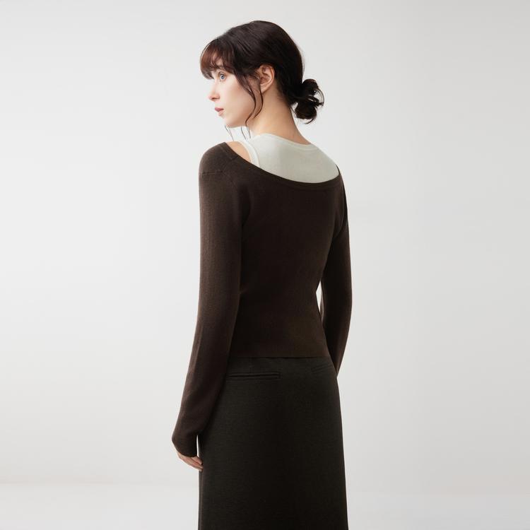 ELLE French Fashion Design Two-Piece Casual Loose Pullover Versatile Slimming Long Sleeve Knitted Sweater Women Sweater EZ53274