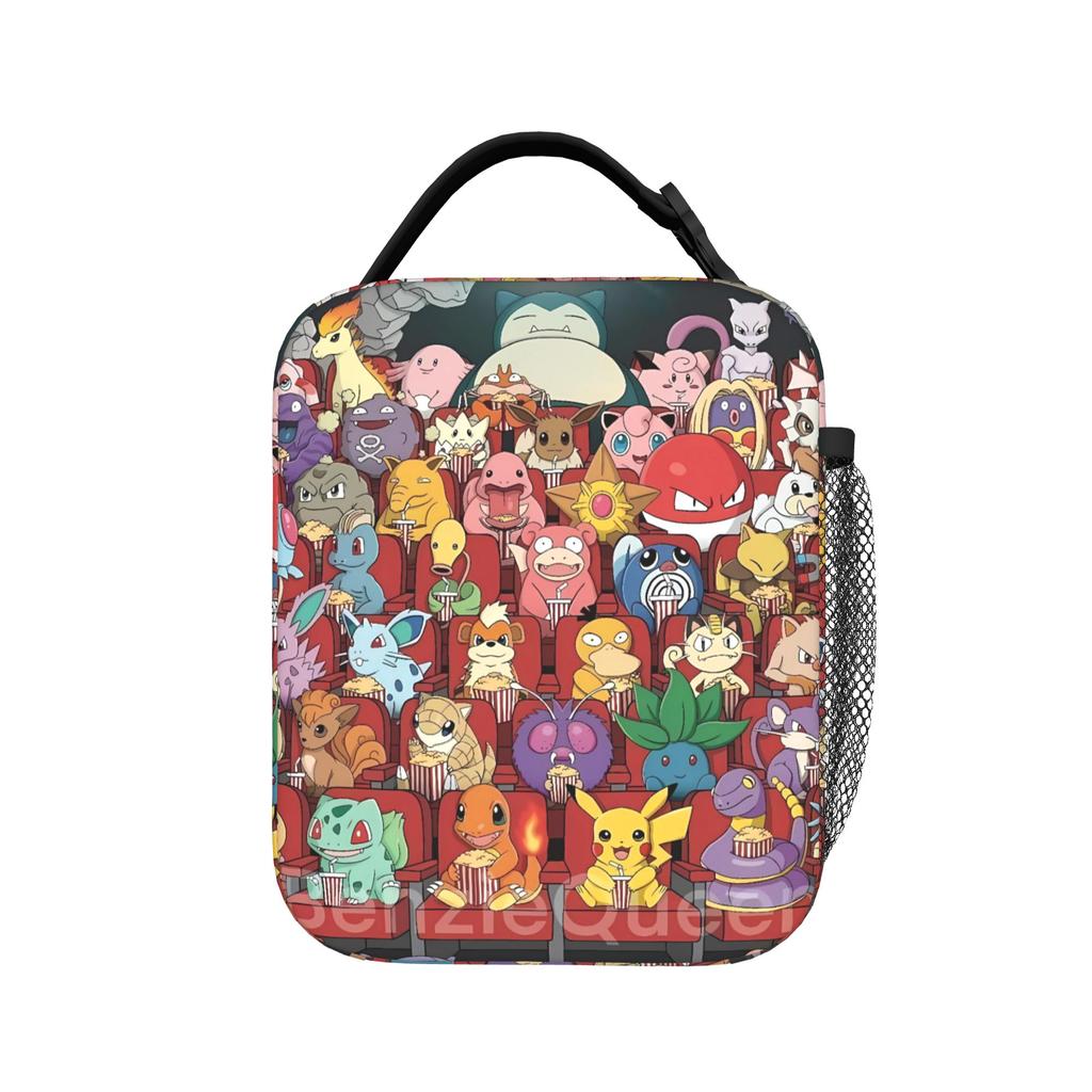 Squirtle Chaotic Mix Anime Lunch Bag For Women  Print Travel Lunch Box Funny Portable Oxford Cooler Bag