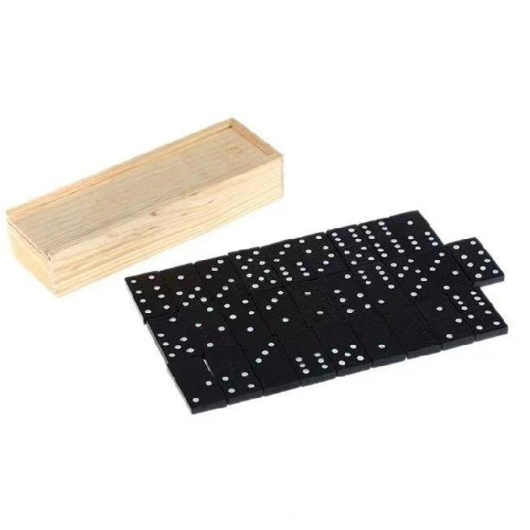 

28pcs Black Dominos Convenient Wooden Box Children Educational Toy for Interactively Play and Skill Building Activity 1