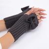 Fashion Accessory Thick Warm Bowknot Knitted Gloves Soft Keep Warm Fingerless Mittens Elastic Half Finger Gloves Winter