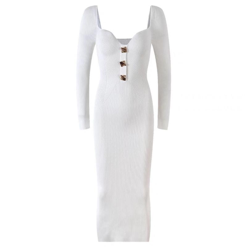 Dress autumn new women's waist thin celebrity temperament high sense white knitted skirt