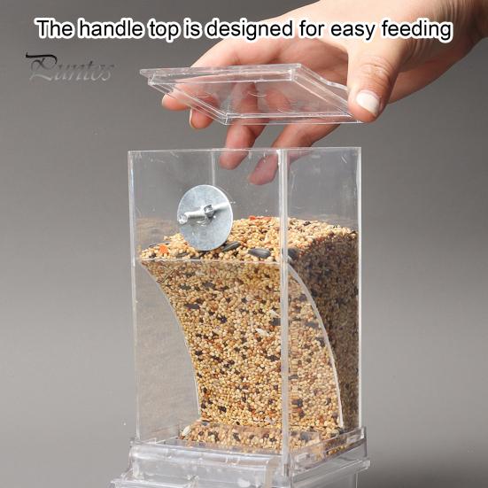 Transparent Acrylic Bird Feeder Automatic No-Mess Bird Cage Feeder Large Capacity Parrot Feeder Anti-Spill Bird Feeder for Canaries Budgies Finches