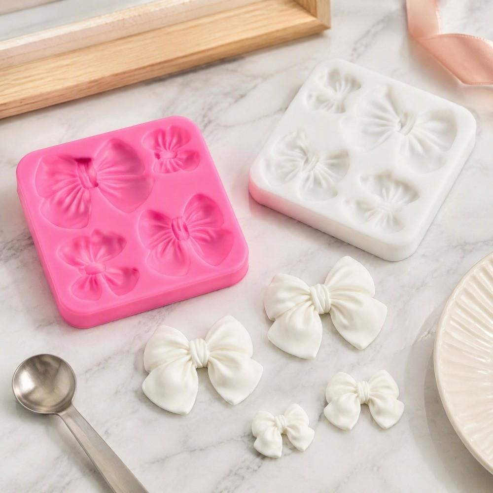 4PCS Flexible Bowknot Fondant Mold Silicone Chocolate Candy Mold Cupcake Chocolate Candy Decoration