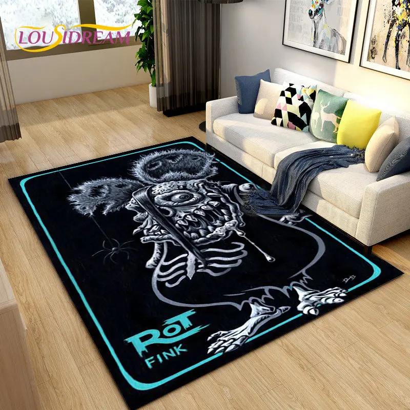 Tappeto Area Cartone Animato Divertente Rat Fink, Tappeto per Soggiorno Camera da Letto Garage Divano Decorazione Zerbino, Tappetino Antiscivolo da Gioco per Bambini